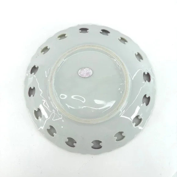 Vtg Enesco Iridescent Purple White Gold Trim Footed Teacup Saucer Set - Picture 7 of 9